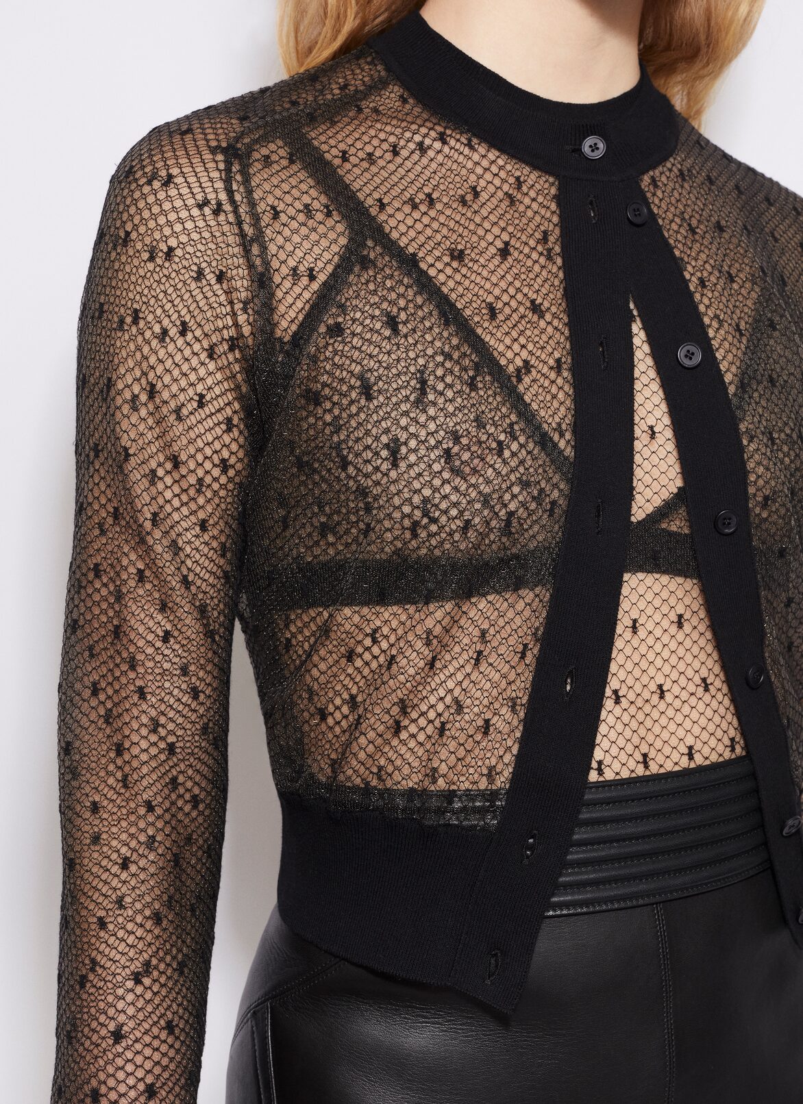 TRANSPARENTER CARDIGAN ALAÏA SCHWARZ TRANSPARENTER CARDIGAN